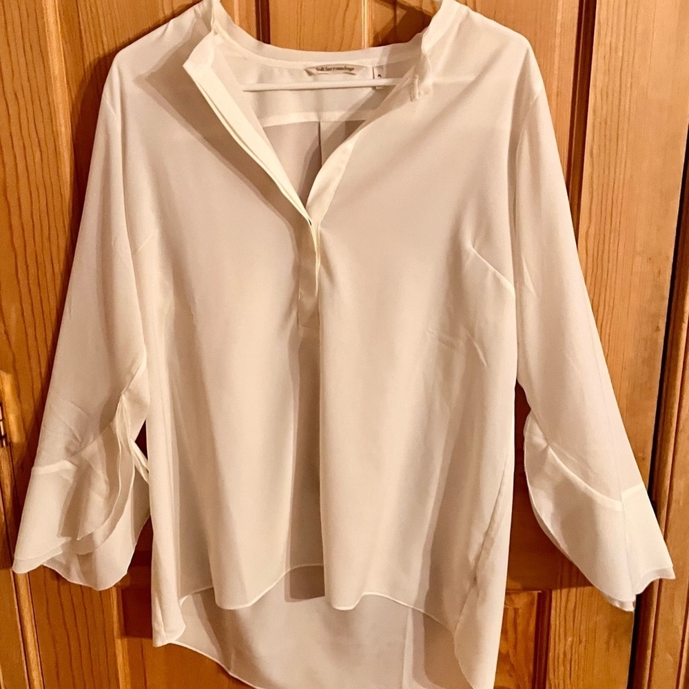 Soft Surroundings Petal Sleeve Blouse Tunic Artsy Coastal Grandma Petite Large
